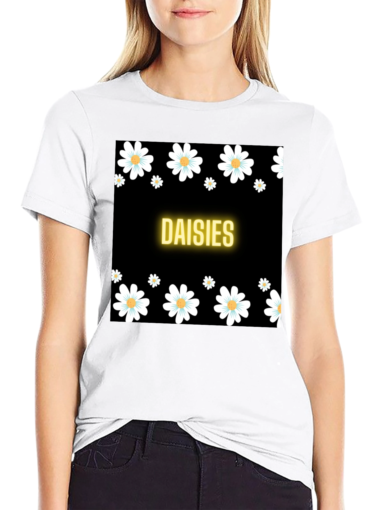 Daisies Black T-Shirt