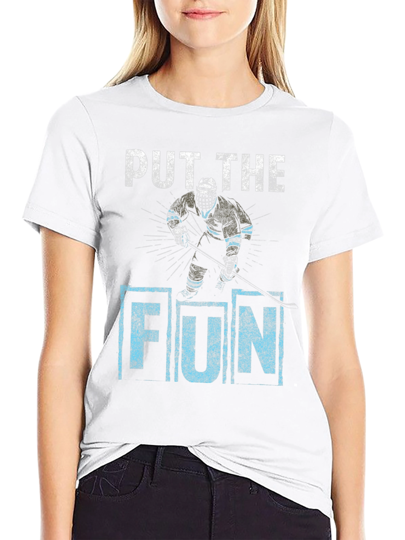 Put The Fun In Hockey Black Graphic Tee