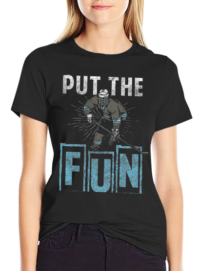 Put The Fun In Hockey Black Graphic Tee