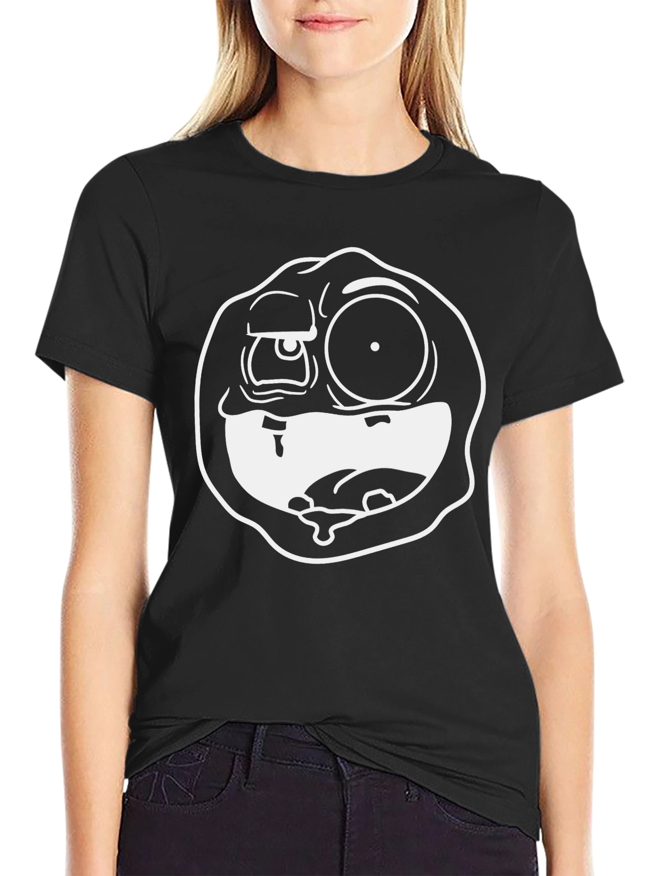 Funny Face Graphic Black T-Shirt