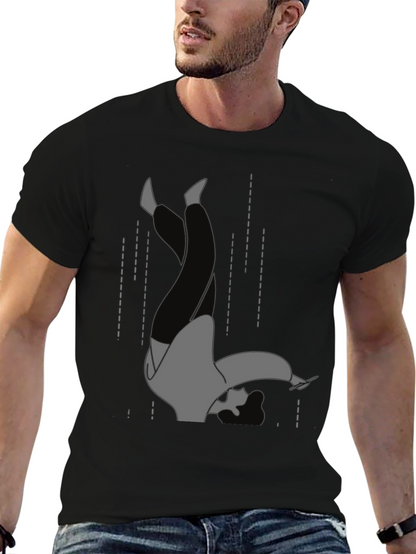 Falling Man Graphic Tee - Black Cotton T-Shirt