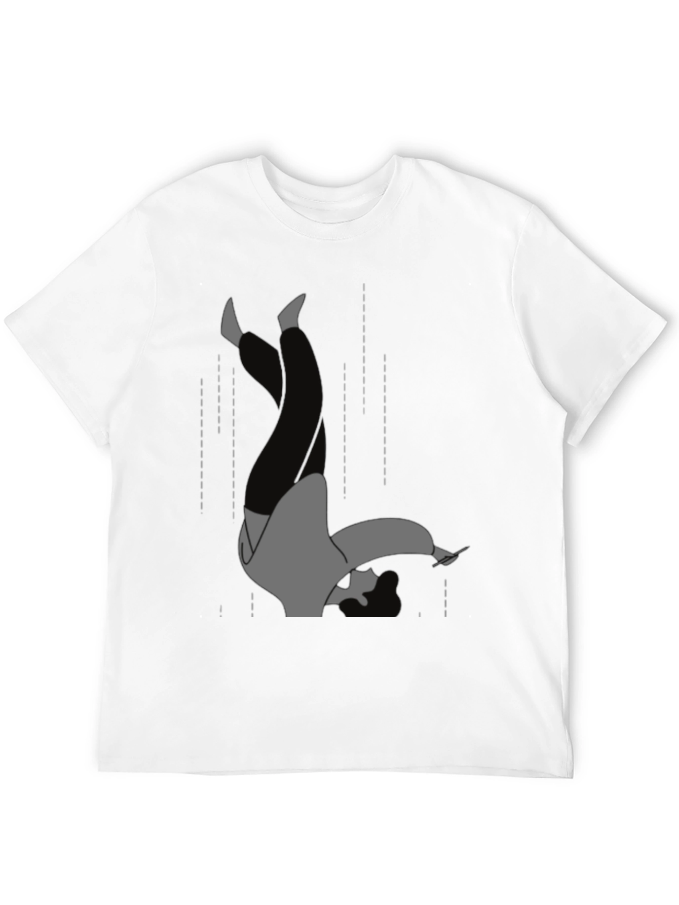 Falling Man Graphic Tee - Black Cotton T-Shirt
