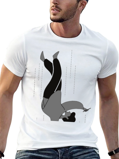 Falling Man Graphic Tee - Black Cotton T-Shirt