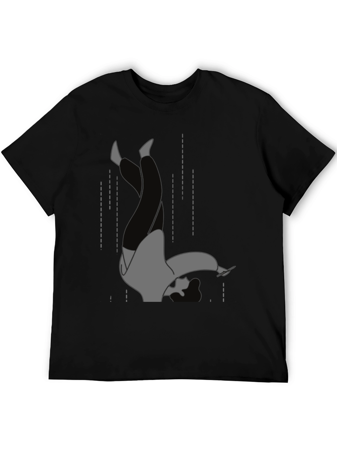 Falling Man Graphic Tee - Black Cotton T-Shirt