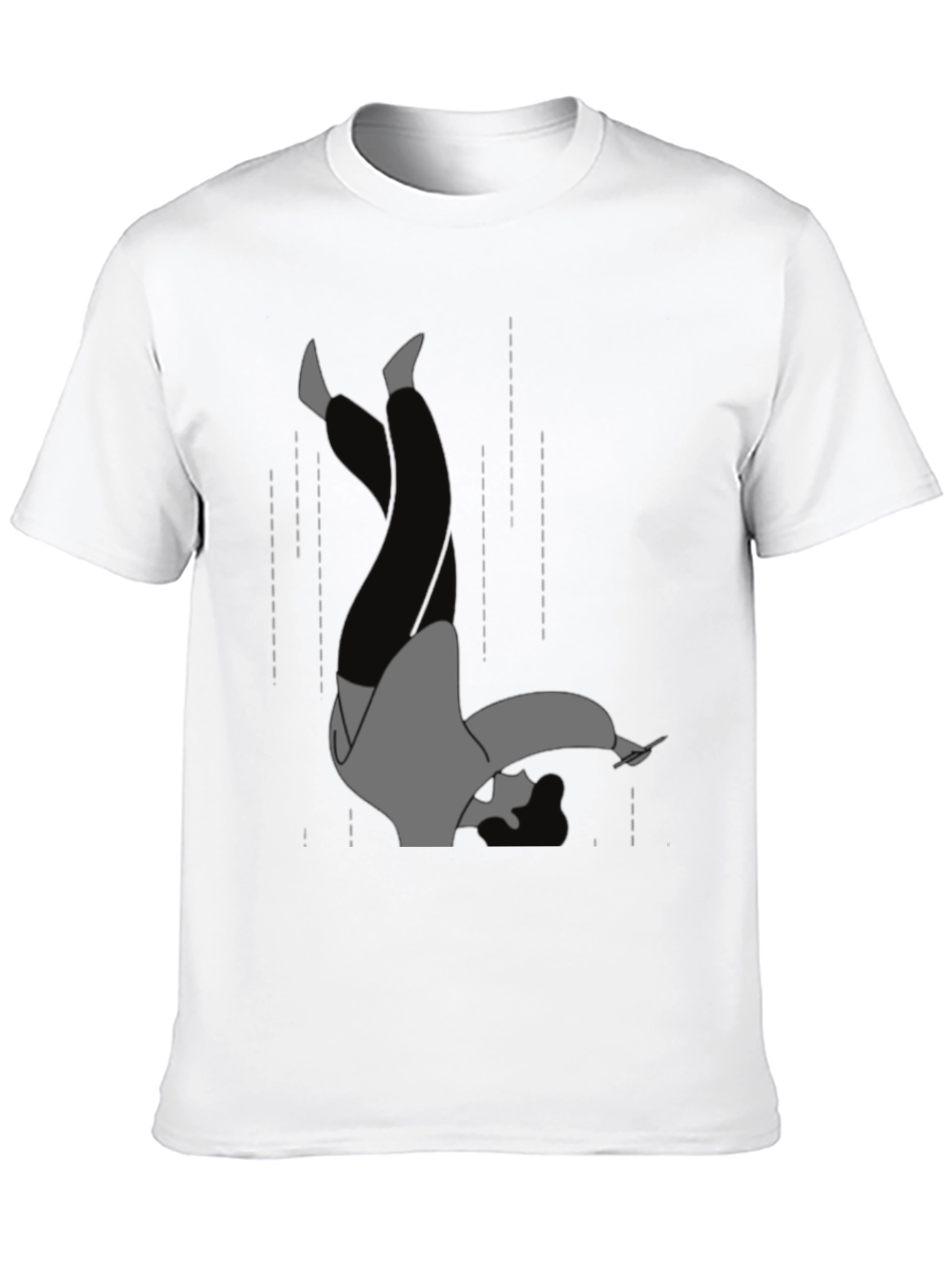 Falling Man Graphic Tee - Black Cotton T-Shirt