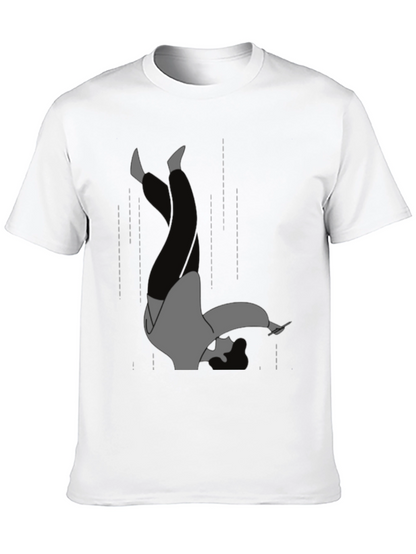 Falling Man Graphic Tee - Black Cotton T-Shirt