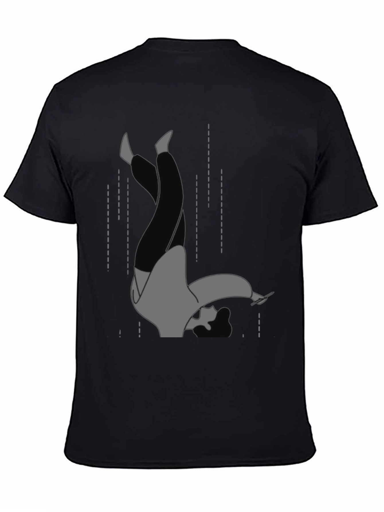 Falling Man Graphic Tee - Black Cotton T-Shirt