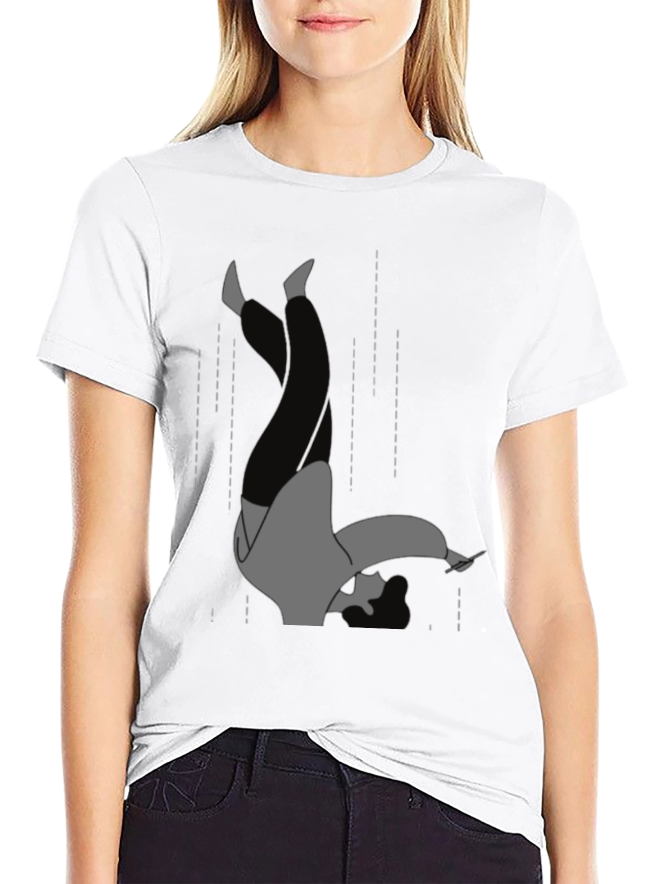 Falling Man Graphic Tee - Black Cotton T-Shirt