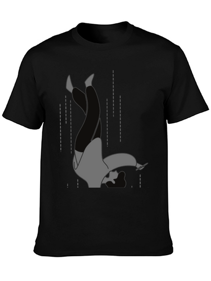 Falling Man Graphic Tee - Black Cotton T-Shirt