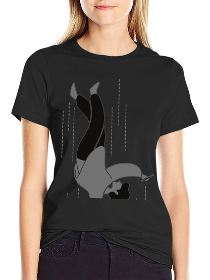 Falling Man Graphic Tee - Black Cotton T-Shirt