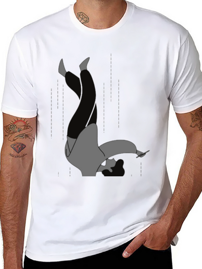 Falling Man Graphic Tee - Black Cotton T-Shirt