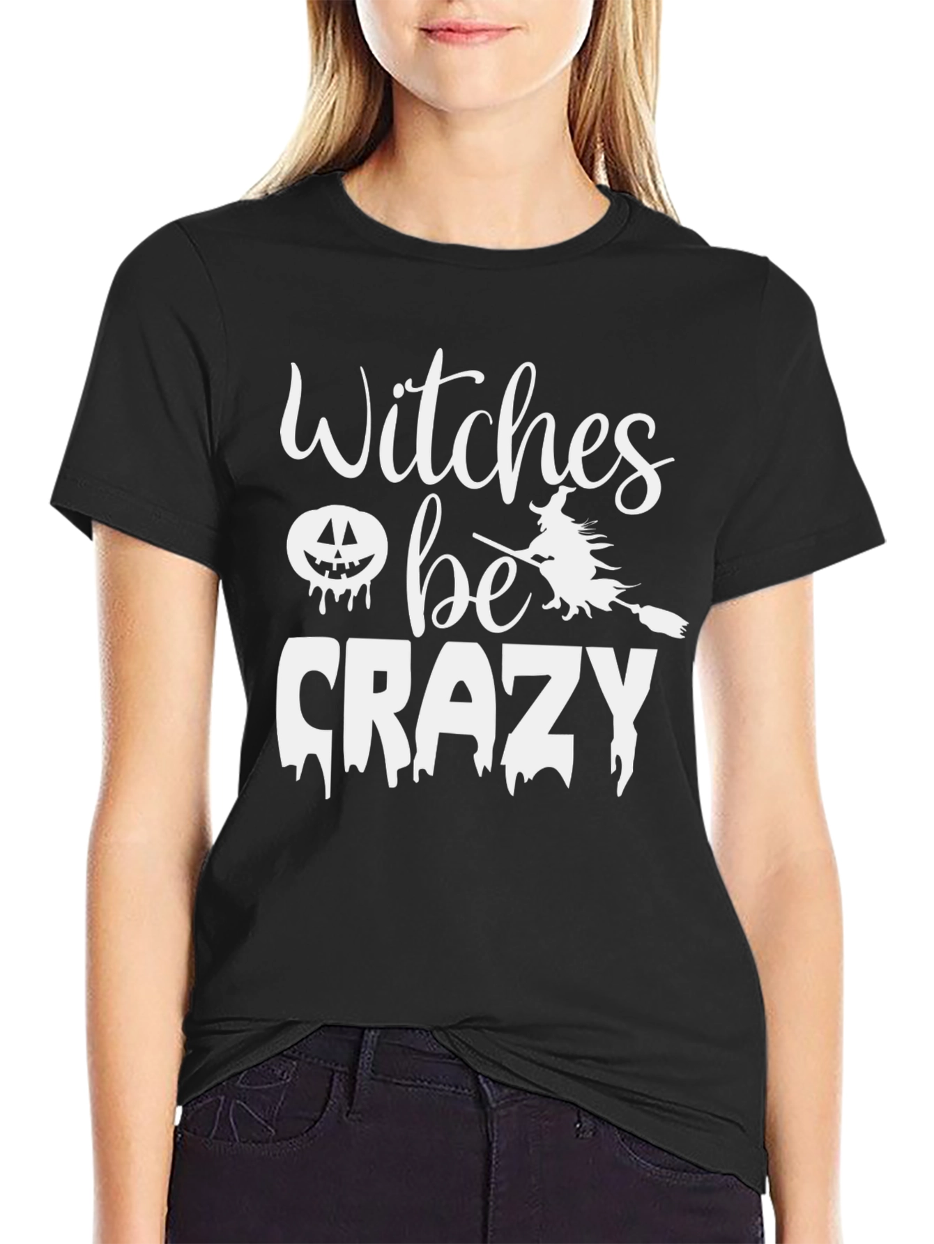 Witches Be Crazy Halloween Graphic Tee - Black