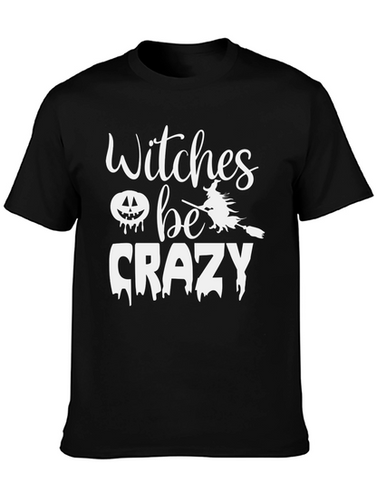 Witches Be Crazy Halloween Graphic Tee - Black