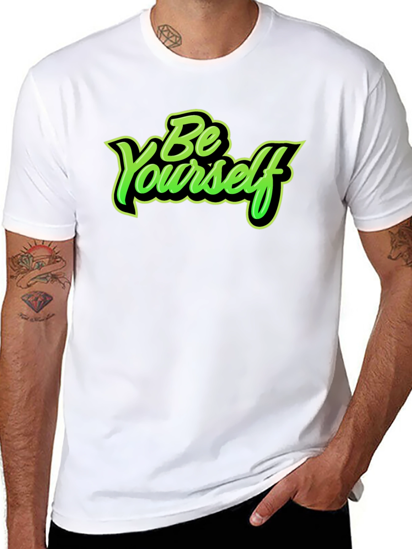 Be Yourself Graphic Print Crew Neck T-Shirt