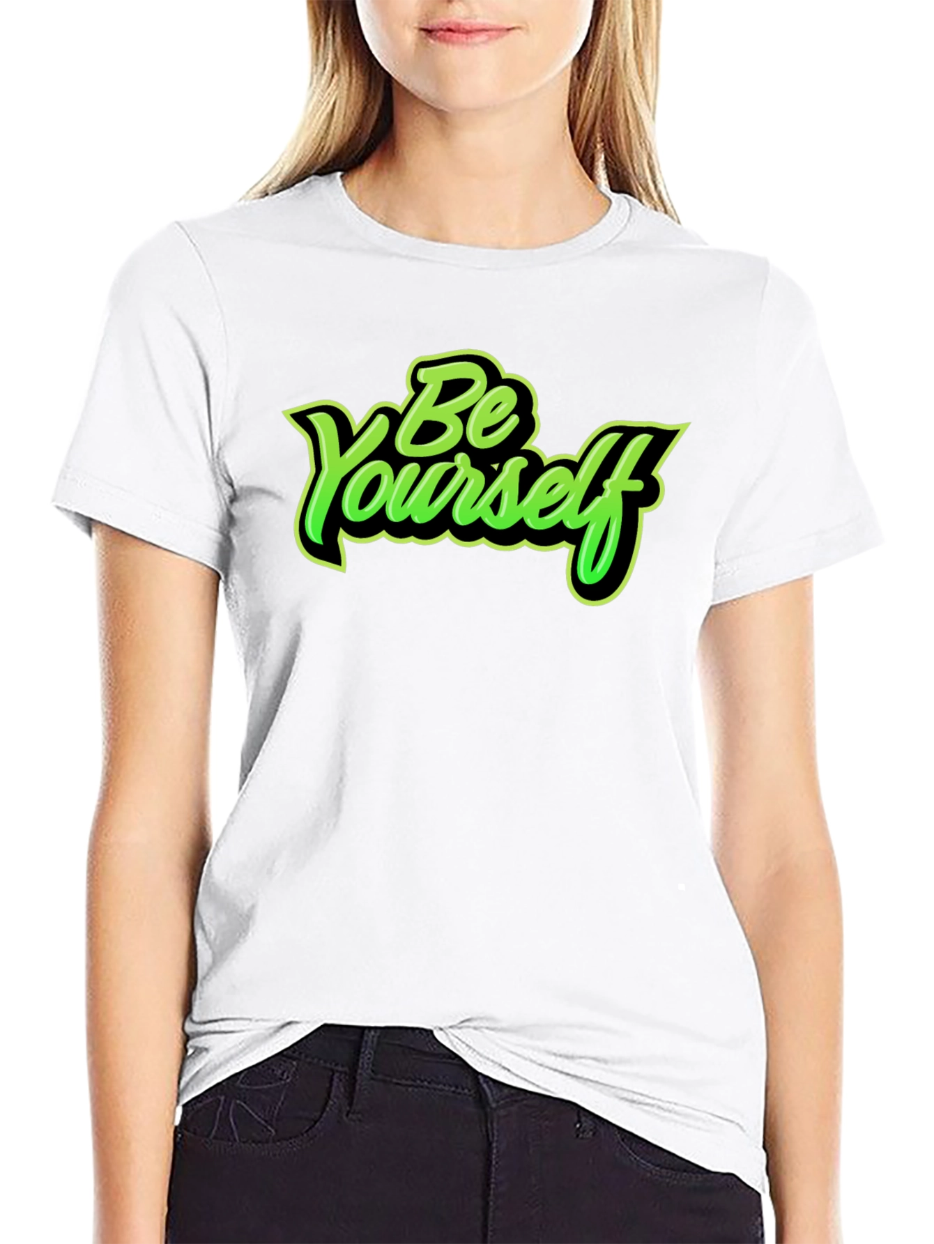 Be Yourself Graphic Print Crew Neck T-Shirt