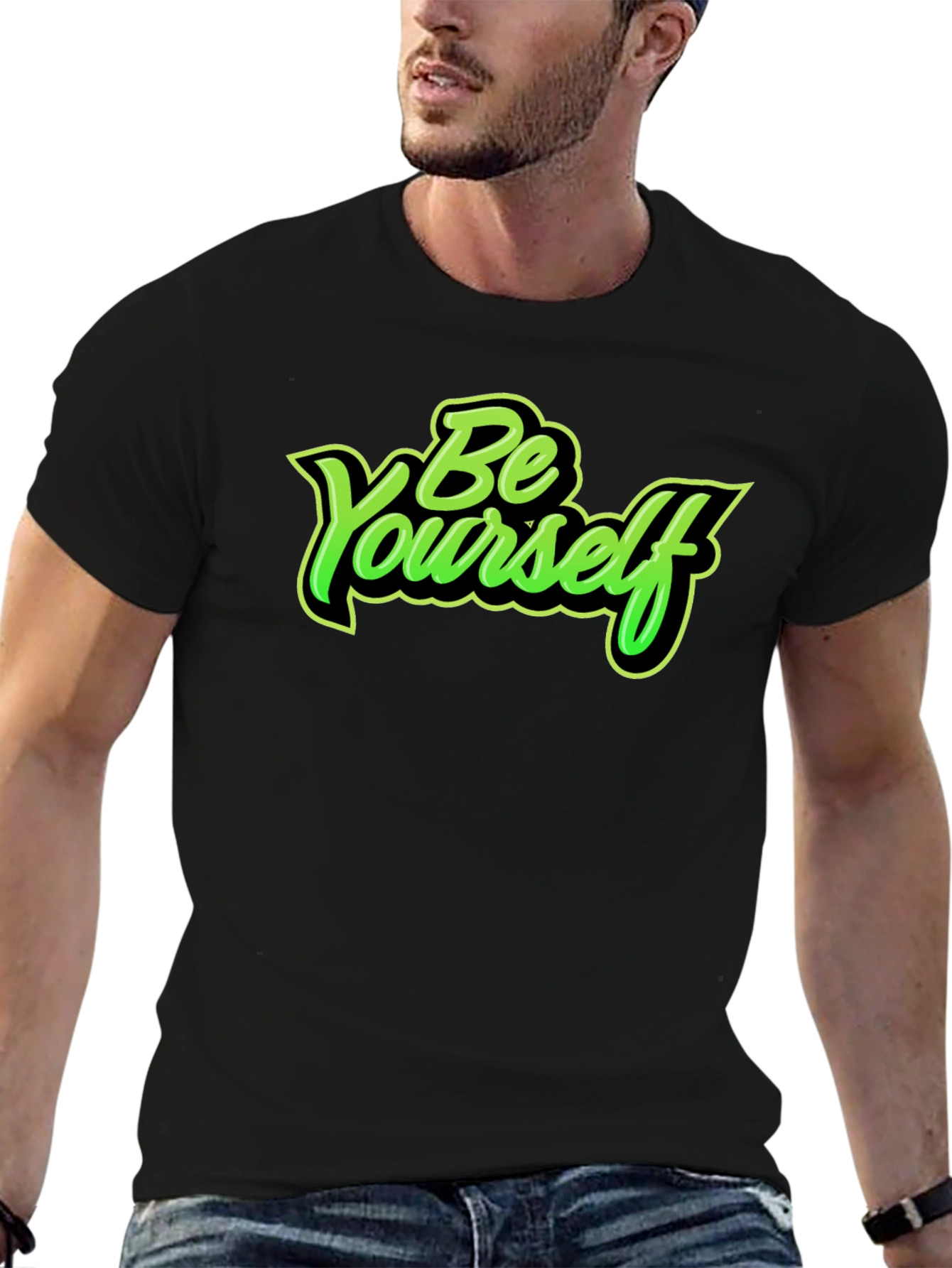 Be Yourself Graphic Print Crew Neck T-Shirt