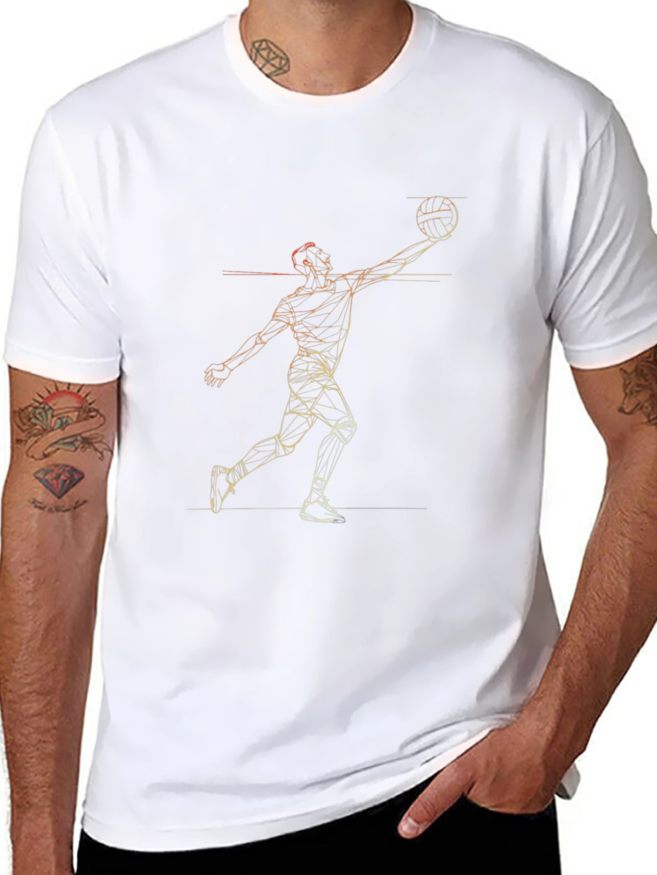 Geometric Basketball Player Black T-Shirt