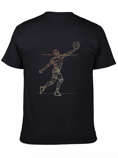 Geometric Basketball Player Black T-Shirt