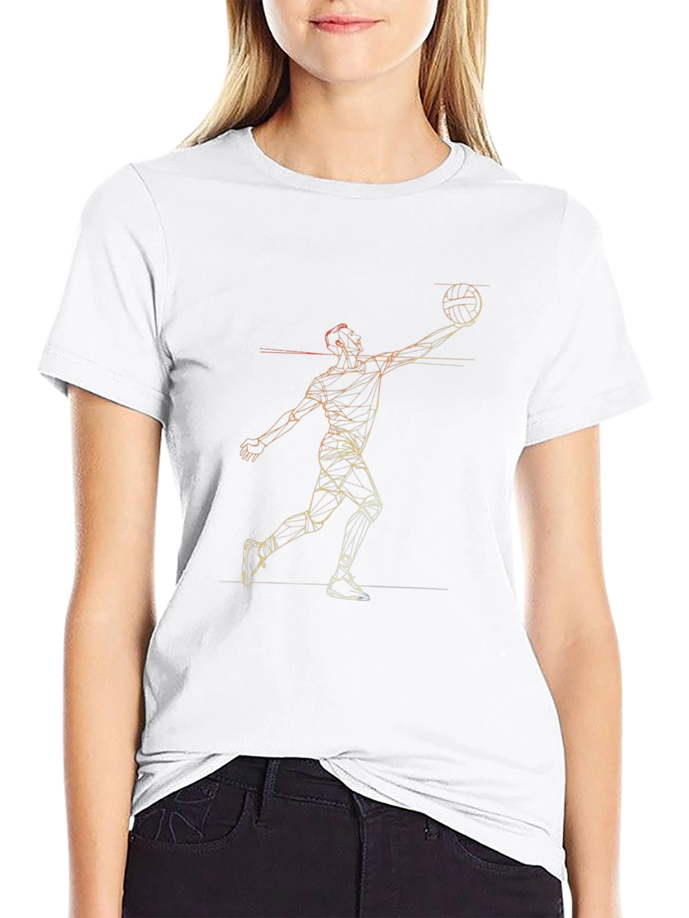Geometric Basketball Player Black T-Shirt