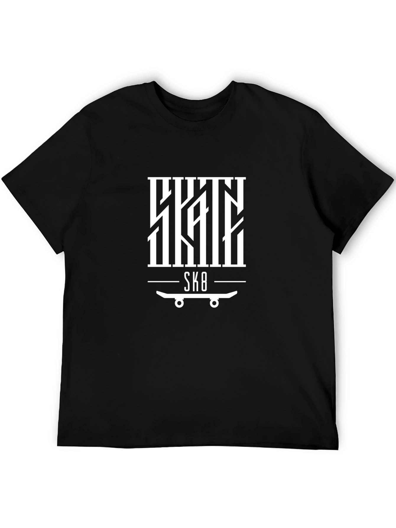 Skateboarding Tee - SK8 Graphic Print Black T-Shirt