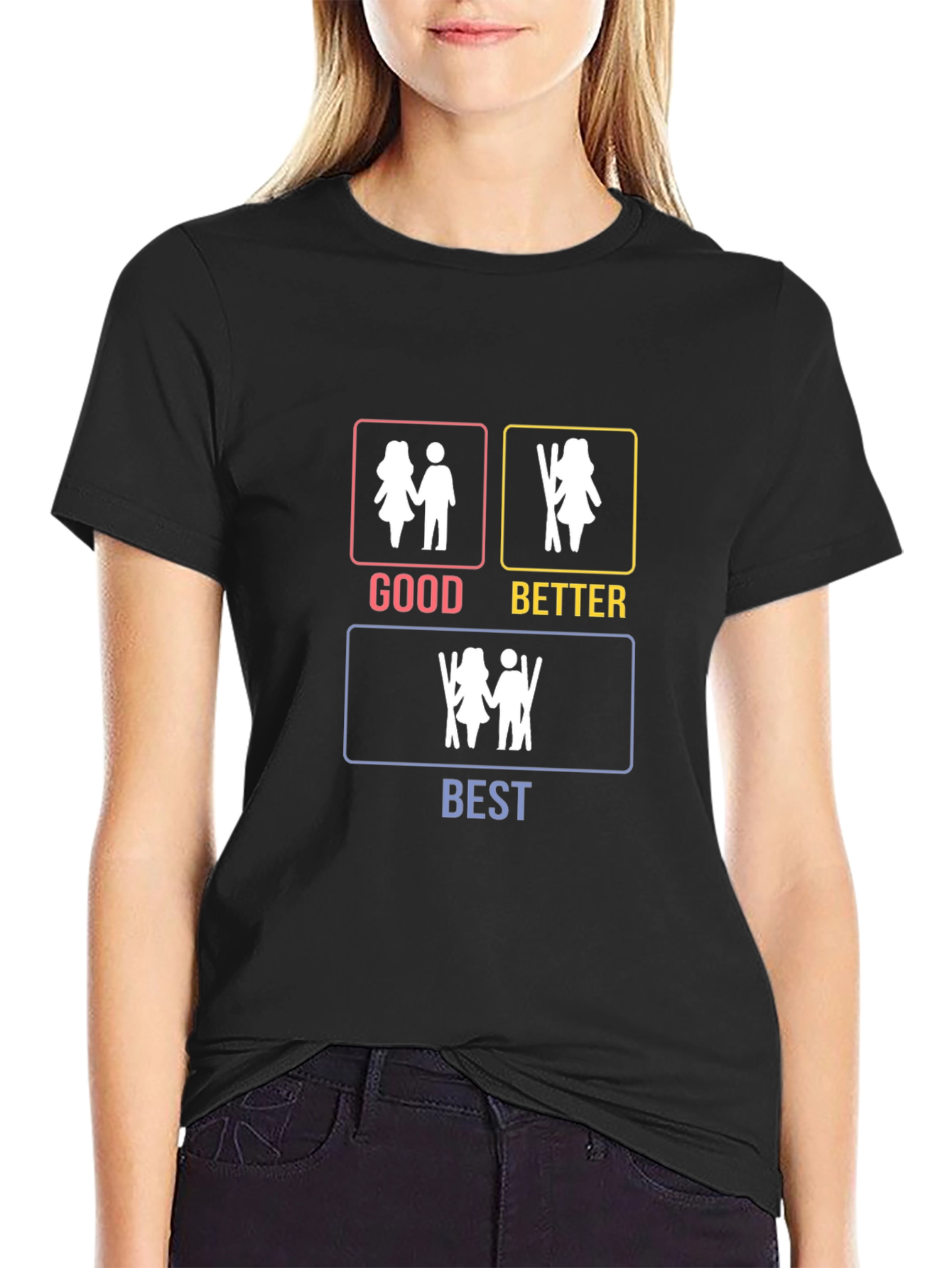 Skiing Couple T-Shirt - Good Better Best Design