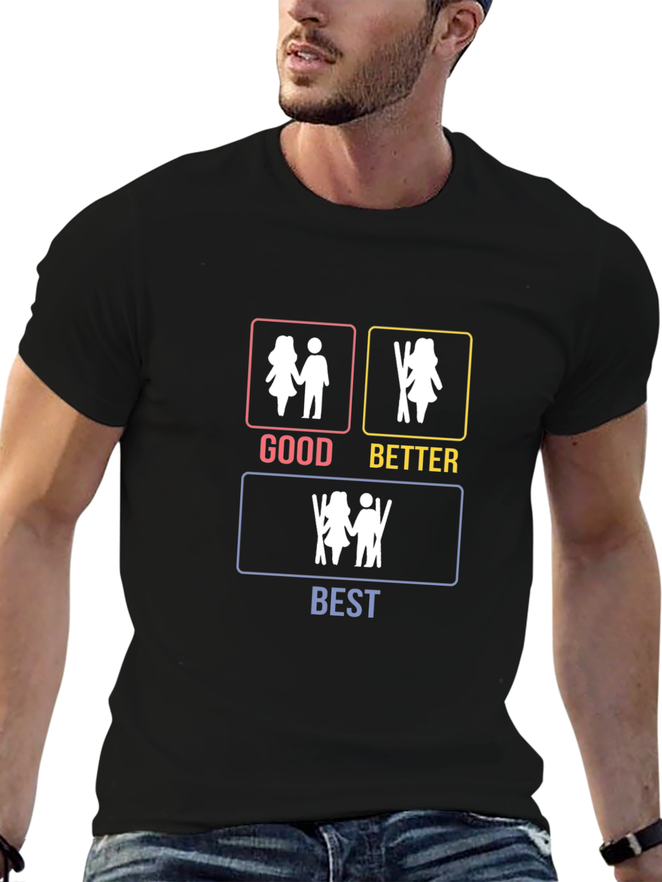 Skiing Couple T-Shirt - Good Better Best Design