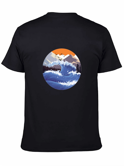 Wave Graphic Mens Black T-Shirt
