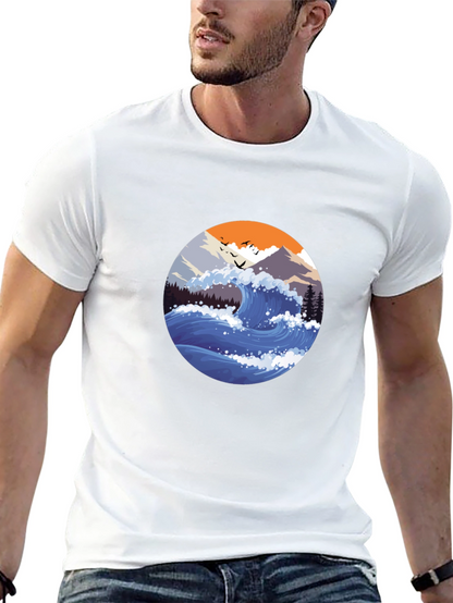 Wave Graphic Mens Black T-Shirt