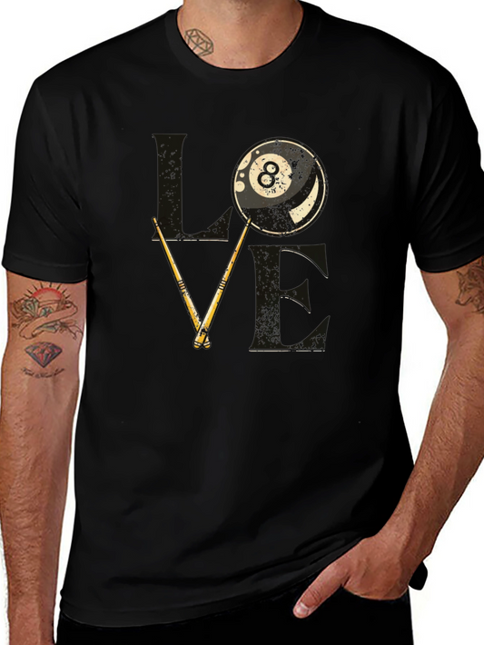 Love Billiards Graphic Tee - 8 Ball Pool T-Shirt