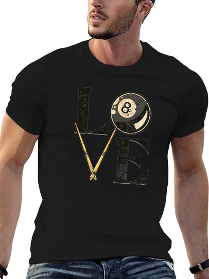 Love Billiards Graphic Tee - 8 Ball Pool T-Shirt
