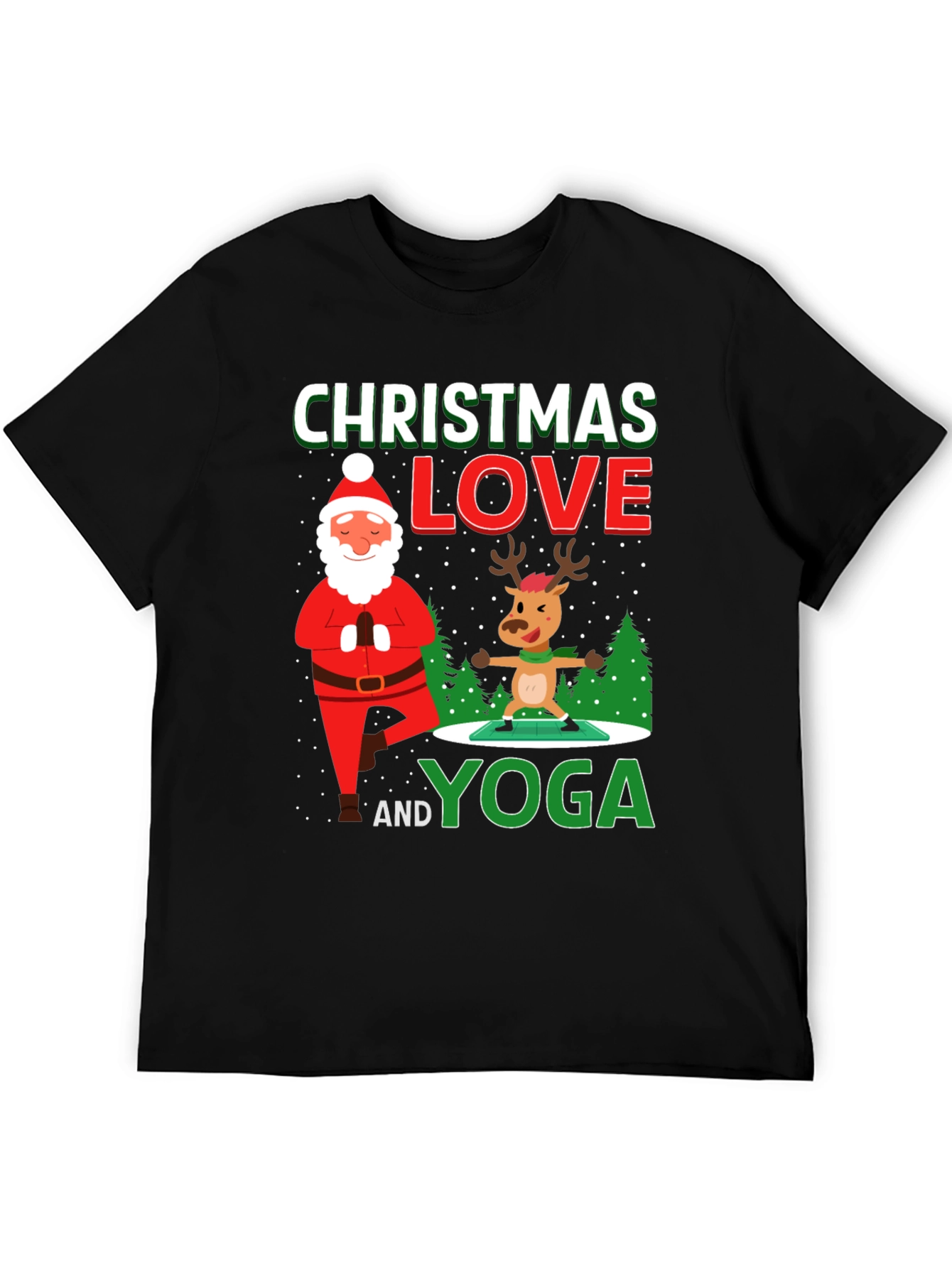 Christmas Love and Yoga Graphic T-Shirt