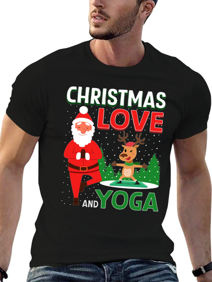 Christmas Love and Yoga Graphic T-Shirt