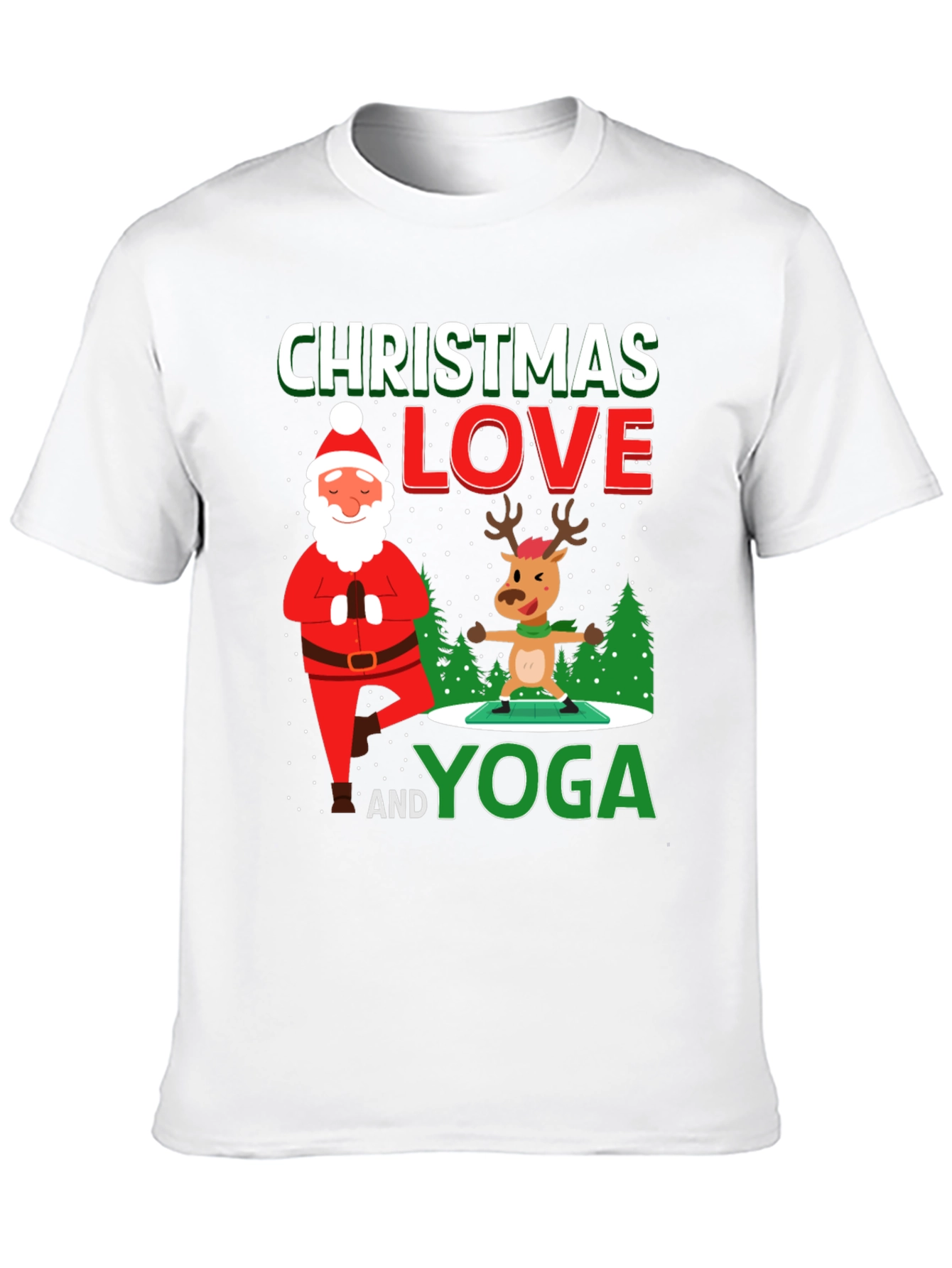 Christmas Love and Yoga Graphic T-Shirt