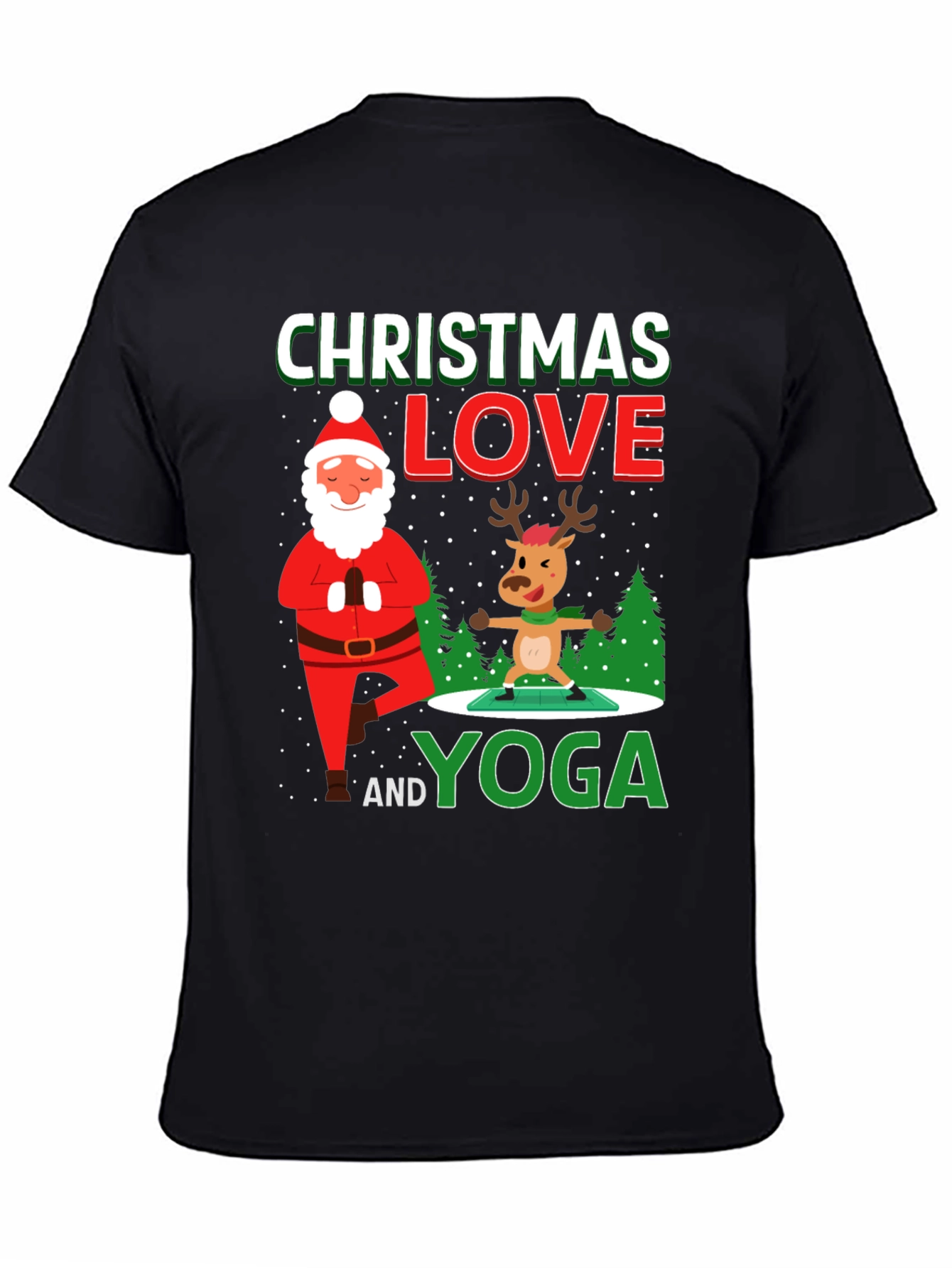 Christmas Love and Yoga Graphic T-Shirt