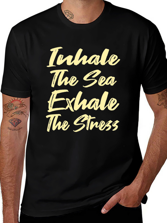 Inhale the Sea Exhale the Stress Black Tee