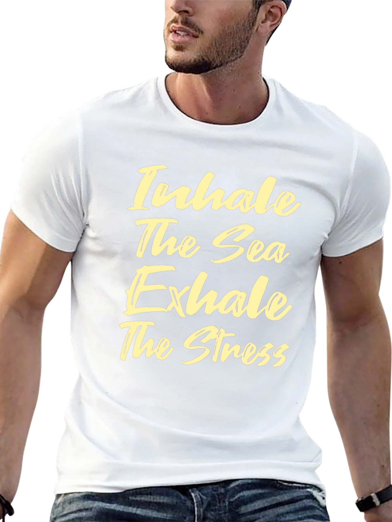 Inhale the Sea Exhale the Stress Black Tee