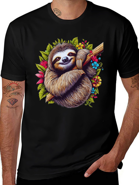 Sloth Floral T-Shirt - Relaxed Graphic Tee