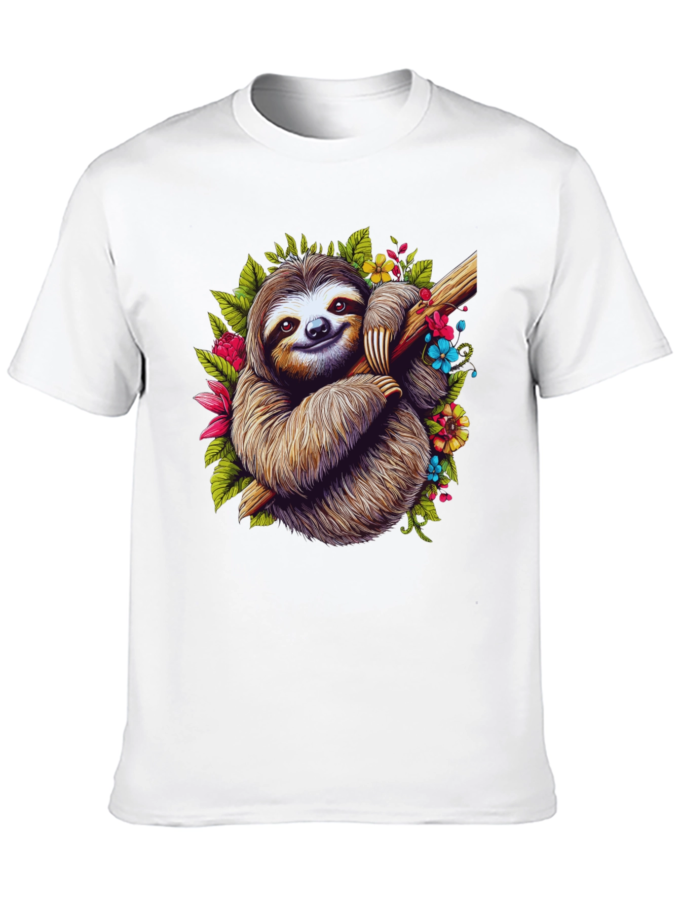 Sloth Floral T-Shirt - Relaxed Graphic Tee