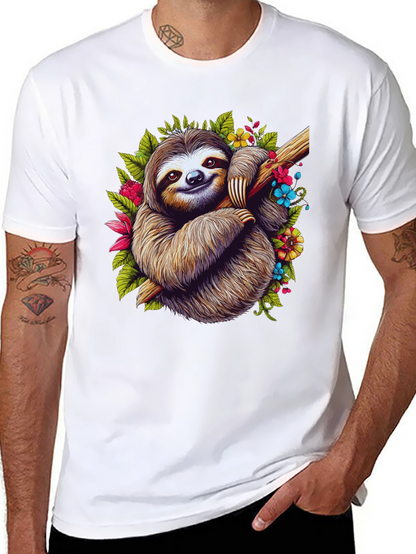Sloth Floral T-Shirt - Relaxed Graphic Tee