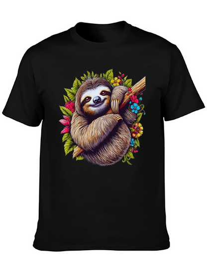 Sloth Floral T-Shirt - Relaxed Graphic Tee