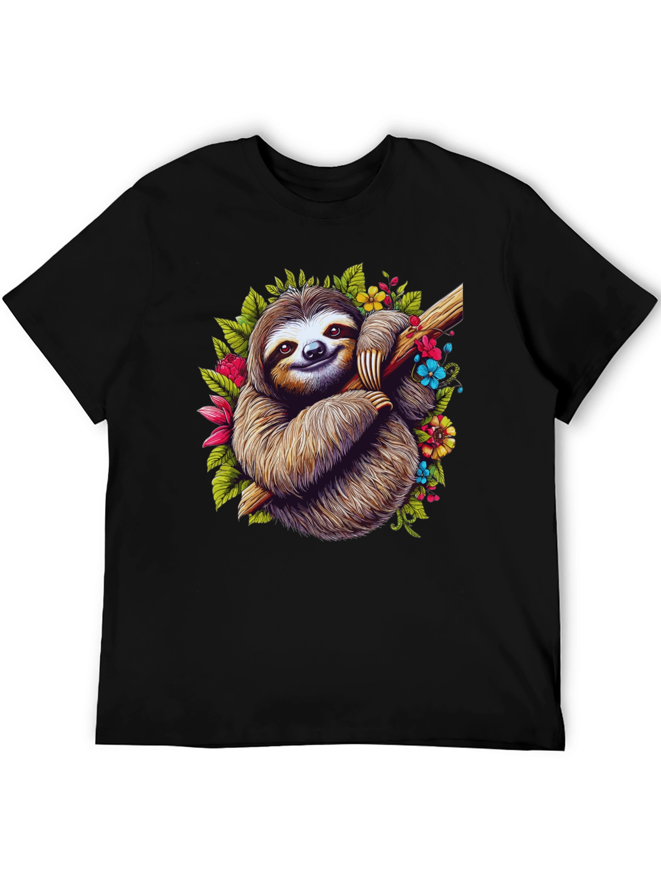 Sloth Floral T-Shirt - Relaxed Graphic Tee