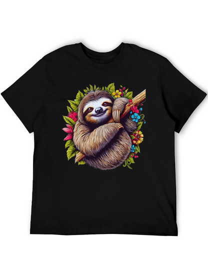 Sloth Floral T-Shirt - Relaxed Graphic Tee