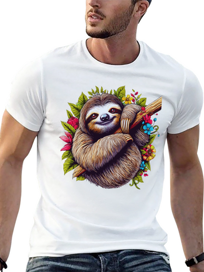 Sloth Floral T-Shirt - Relaxed Graphic Tee