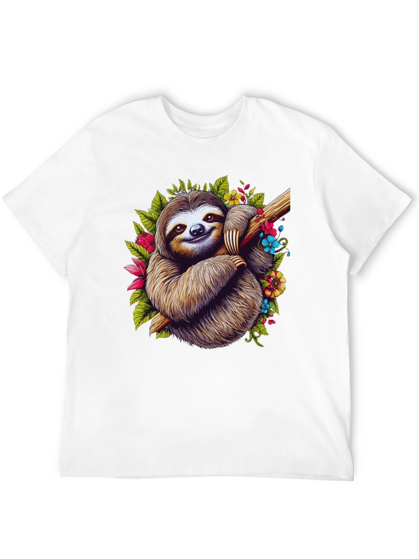Sloth Floral T-Shirt - Relaxed Graphic Tee