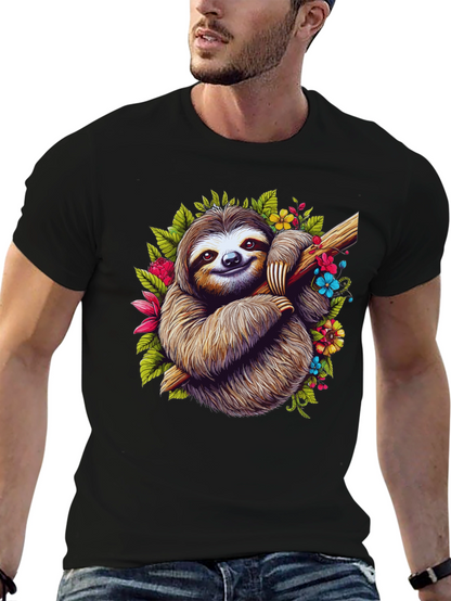 Sloth Floral T-Shirt - Relaxed Graphic Tee