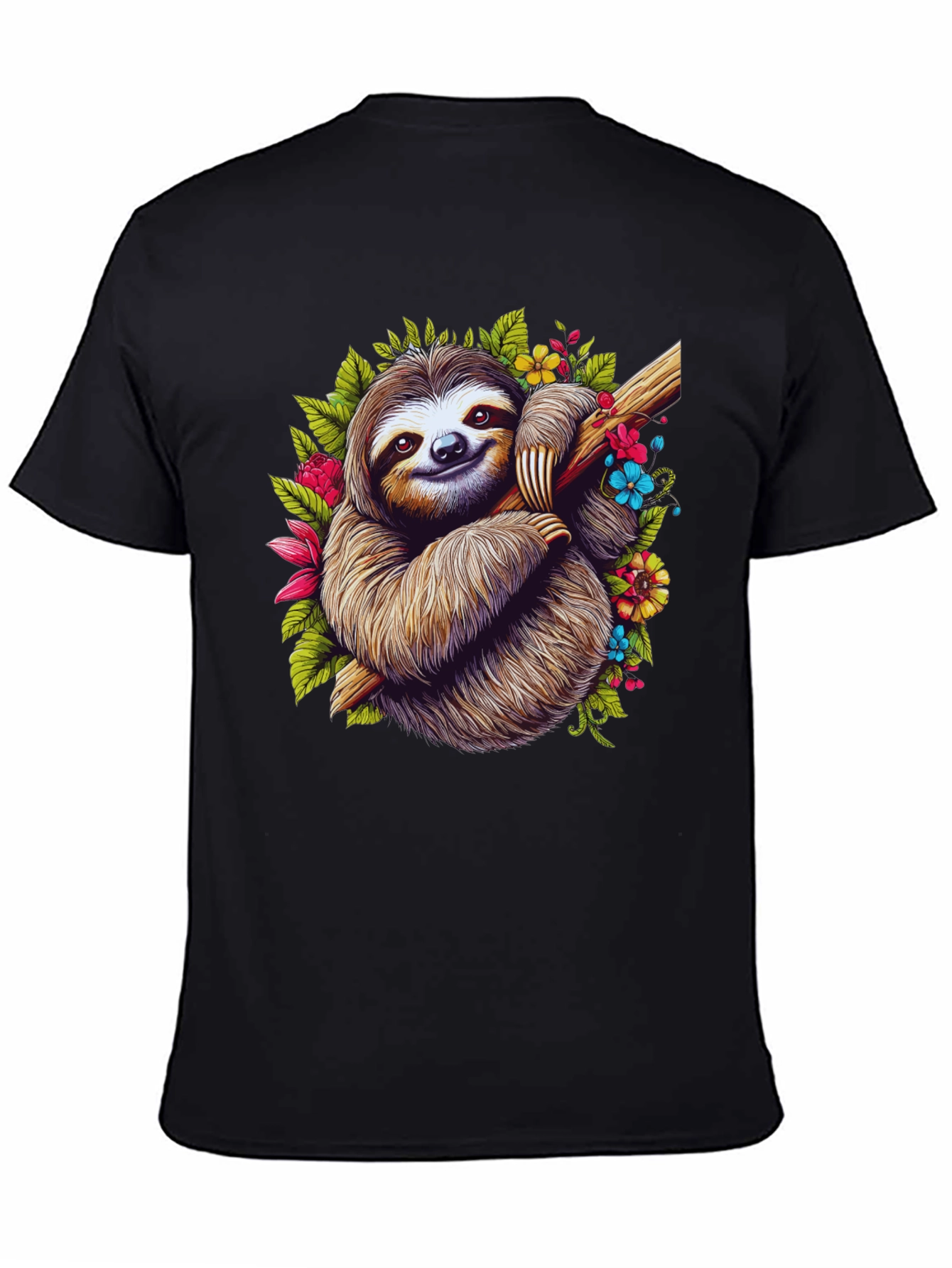 Sloth Floral T-Shirt - Relaxed Graphic Tee