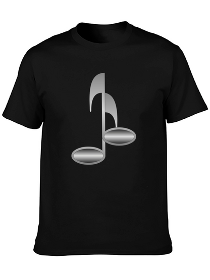 Black T-Shirt with Musical Note Design