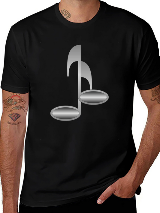 Black T-Shirt with Musical Note Design