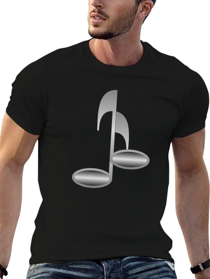 Black T-Shirt with Musical Note Design