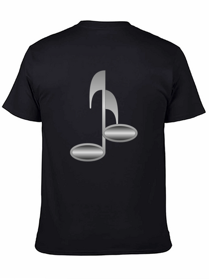 Black T-Shirt with Musical Note Design